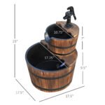 Wood Freestanding Fountain with 2 Tier Waterfall Barrel, Electric Pump for Garden Decor, Lawn, Backyard - Image 3