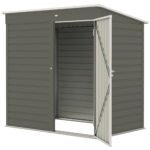 6' x 4' Outdoor Garden Shed, Metal Storage Shed with Lockable Door and Gloves for Backyard Garden Patio, Light Gray