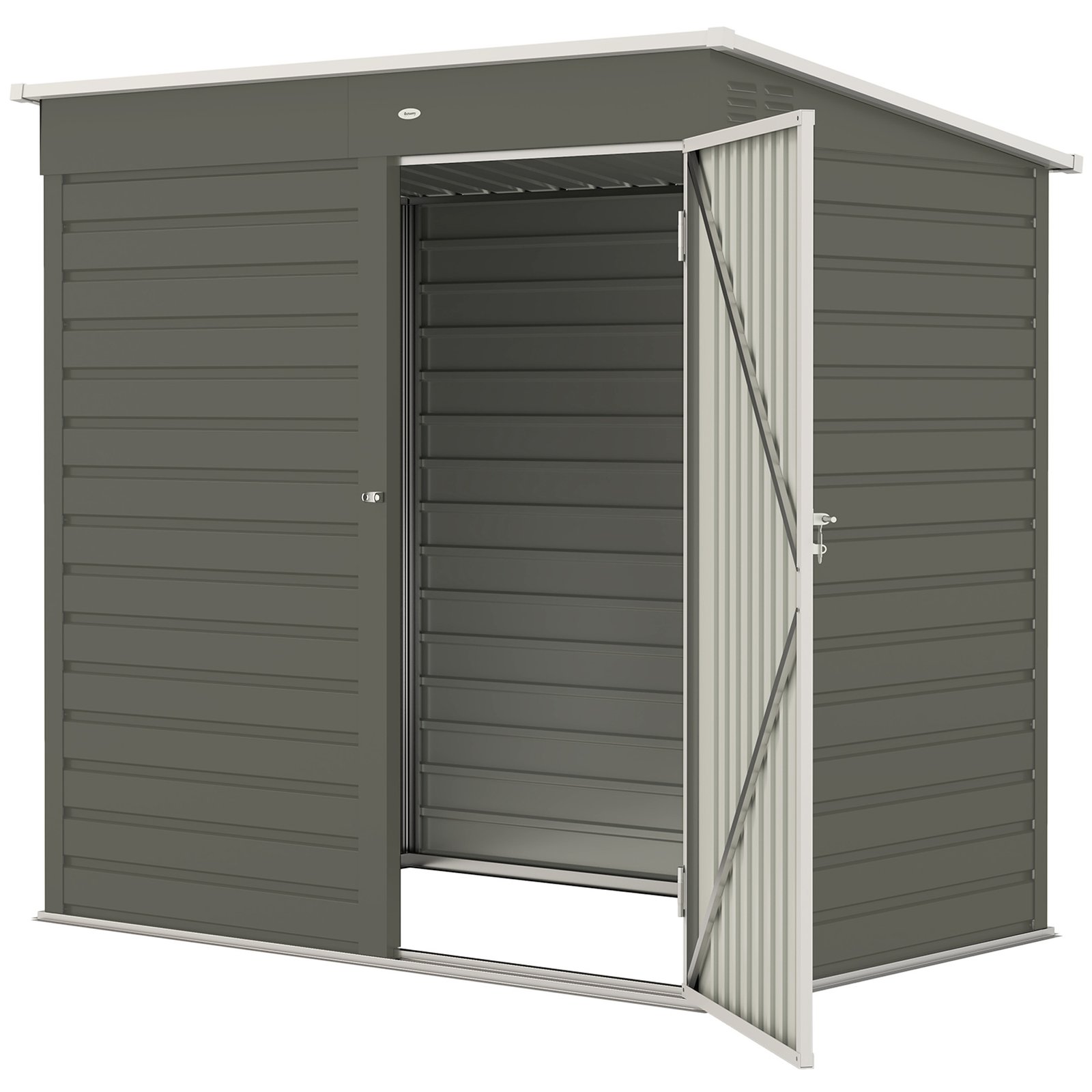 FpZaeb194937980e5.jpg 6' x 4' Outdoor Garden Shed, Metal Storage Shed with Lockable Door and Gloves for Backyard Garden Patio, Light Gray - Image 1