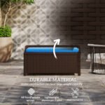 Outdoor Wicker Storage Bench with Storage & Cushion, Blue - Image 6