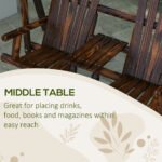 Wooden Porch Swing with Stand, 2-Seat Patio Swing Chair with Center Table, for Garden, Poolside, Backyard - Image 5