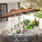 Double-sided Patio Umbrella, 9.7 ft. Outdoor Umbrella with 45-Degree Tilt and Crank, LED Solar Light and 12 Ribs - Image 7
