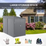 4.6' x 9' Outdoor Storage Shed, Lean to Metal Shed with Foundation Kit, Lockable Doors and Gloves for Patio, Lawn, Gray - Image 4