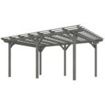 12' x 16' Outdoor Pergola, Wood Gazebo Grape Trellis with Stable Structure for Climbing Plant Support, Gray