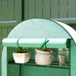 Mini Greenhouse, Portable Greenhouse with 4 Tier Shelves, Roll-Up Door, and Plastic Cover, 41.3" x 17.7" x 63", Green - Image 8