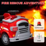 12V Ride on Fire Truck with Siren, Flashing Lights Fire Extinguisher, Soft Start, Horn Music, Red - Image 4