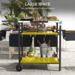 2-Tier Shelf Outdoor Bar Cart, Stainless Steel Tabletop Patio Serving Cart with Accessories for Poolside, Garden, Black - Image 6