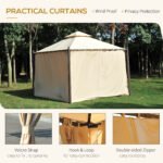 10' x 10' Steel Outdoor Patio Gazebo with Polyester Privacy Curtains, Two-Tier Roof for Air, Large Design - Image 5