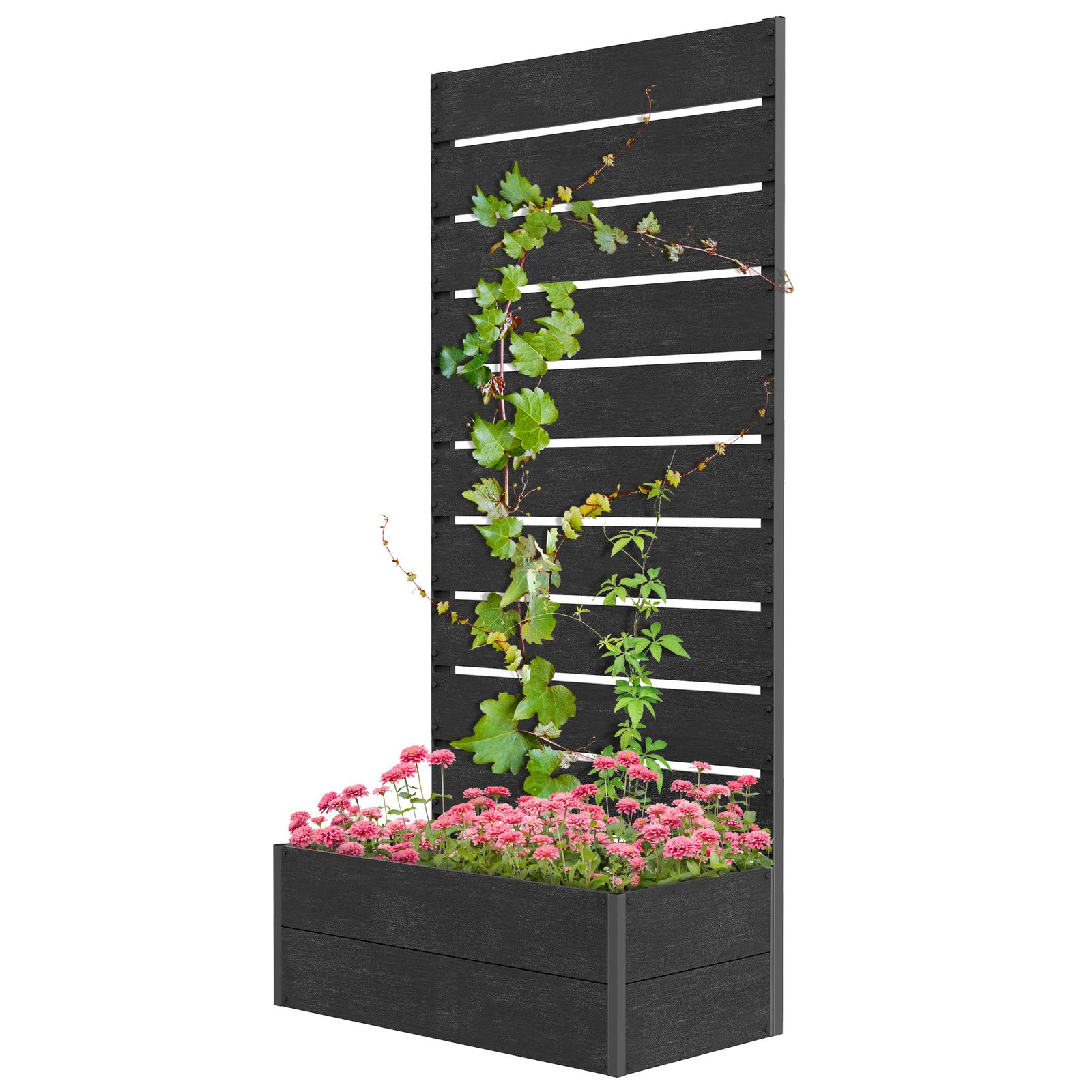 Fw003219633dc3b7e.jpg Trellis Planter for Climbing Plants, Raised Garden Bed with Trellis, Planter Box for Outdoor, 28.25" x 15" x 59", Black - Image 1