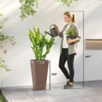 23 Inch Tall Planters for Outdoor Plants, Set of 2 Plastic Flower Pots, for Front Door Patio Garden Use, Brown - Image 3