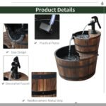 Wood Freestanding Fountain with 2 Tier Waterfall Barrel, Electric Pump for Garden Decor, Lawn, Backyard - Image 6