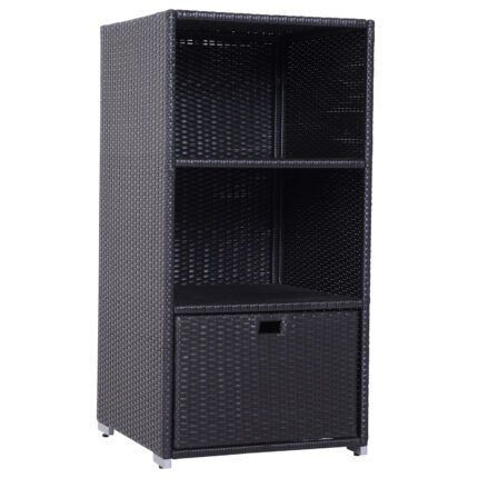 Poolside Towel Cabinet with Rattan Wicker