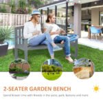 56" Outdoor Wood Bench, 2-Seater Garden Bench with Backrest and Armrest, Patio Bench for Patio, Porch, Poolside, Balcony, Gray - Image 4