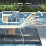 2 Tanning Chairs with Face Hole, 5-Level Adjustable Outdoor Chaise Lounge Chair with Pillow for Beach, Pool, Beige - Image 4