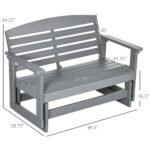 Patio Glider Bench w/ HDPE Slatted Double Rocking Chair, Light Gray - Image 3