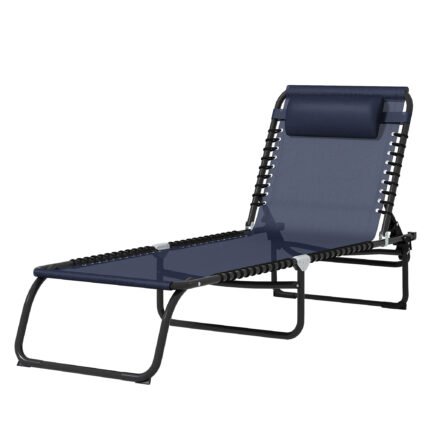 Folding Chaise Lounge Pool Chair with 4-Position Reclining Back