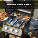 3 Burner Propane Gas Grill with Side Burner Barbecue Grill with Shelves, 9.5 KW Output, 310 Sq. in. Cooking Area - Image 6