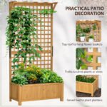 Wood Planter with Trellis for Vine Climbing, Raised Garden Bed, Privacy Screen for Backyard, Patio, Yellow - Image 4