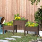 73" x 18" x 32" 3 Tier Raised Garden Bed w/ Three Elevated Planter Box for Vegetables, Herb and Flowers, Coffee - Image 2
