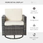 Outdoor Swivel Rocker, PE Wicker Dining Chair, 360 Degree Swivel Patio Glider with Cushions for Backyard, Lawn, Garden, Deck, Porch, Steel Frame, Cream White - Image 5