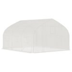 11.5' x 10' x 6.5' Walk-in Tunnel Greenhouse, Green House with Zippered Mesh Door, 7 Mesh Windows & Roll-up Sidewalls, Upgraded Gardening Plant Hot House with Galvanized Steel Hoops, White - Image 8
