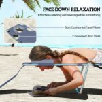 Tanning Chair with Face Hole, 5-Level Adjustable Outdoor Chaise Lounge Chair with Pillow for Beach, Pool, Gray - Image 5