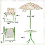 Kids Picnic Table and Chair Set, Outdoor Activity Table with Foldable Chairs, Removable Umbrella for Backyard, Green - Image 3