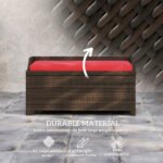 Outdoor Wicker Storage Bench with Storage & Cushion, Red - Image 6
