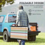 Folding Chaise Lounge Pool Chair with 4-Position Reclining Back, Pillow, Breathable Mesh & Bungee Seat, Rainbow Striped - Image 6