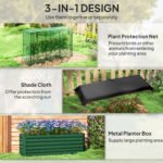 Galvanized Steel Planter Box with Crop Cage and Shade Cloth, Raised Garden Bed for Flowers, Veggies and Herbs, Green - Image 4