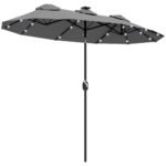 Double-sided Patio Umbrella, 9.7 ft. Outdoor Umbrella with 45-Degree Tilt and Crank, LED Solar Light and 12 Ribs - Image 10