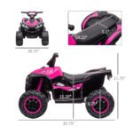 Kids ATV 4 Wheeler, 12V Kids Ride On Toy with Dual Motors, High & Low Speed, Music, Headlights, Up to 3.7 MPH, Pink - Image 3