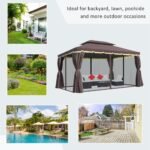 10' x 13' Patio Gazebo, Aluminum Frame Double Roof Outdoor Gazebo Canopy Shelter with Netting & Curtains - Image 6