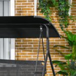 3-Seat Outdoor Patio Swing Chair w/ Cushion, Steel Frame Stand, Adjustable Tilt Canopy for Patio, Garden, Black 1 - Image 8
