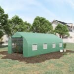 20' x 10' x 7' Walk-in Tunnel Greenhouse with Zippered Mesh Door and 8 Mesh Windows, Gardening Plant Hot House with Galvanized Steel Hoops, Green - Image 2