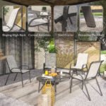 Set of 4 Outdoor Dining Chairs, Stackable Patio Chairs with High Back, Breathable Mesh Seat for Garden Lawn, Mixed Gray - Image 6