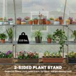 10'x11'x6' Walk-in Tunnel Greenhouse with Shelves, Mesh Door and Windows, Hoop House Greenhouse with PE Cover, White - Image 4