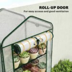 Mini Greenhouse with Screen Roof, 5 Tier Portable Small Greenhouse with High Strength PE Cover, White - Image 7