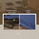 Chaise Lounge Pool Lounge Chairs Set of 2,Outdoor Sun Tanning Chairs,Reclining Back,Steel Frame and Side Pocket,Blue - Image 7