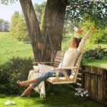 3-Seater Swing Bench, Wooden Porch Swing with Cupholders, Hanging Chains for Patio Garden, Nature Wood - Image 2
