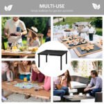 Outdoor Dining Table for 6 Person, Rectangular Patio Table, Aluminum Metal Legs for Garden, Lawn, Patio, Woodgrain Black - Image 6