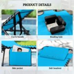 Folding Chaise Tanning Lounge Chair w/ 5-level Reclining Back, Reading Hole, Side Pocket, Headrest, Blue - Image 5