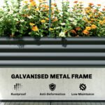 Galvanised Raised Garden Bed with Greenhouse Cover, Metal Elevated Garden Bed with Bed Liner, Bottom Shelf, Dark Gray - Image 8