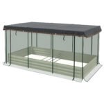 Galvanized Steel Planter Box with Crop Cage and Shade Cloth, Raised Garden Bed for Flowers, Veggies and Herbs, Beige