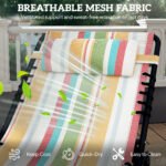 Folding Chaise Lounge Pool Chair with 4-Position Reclining Back, Pillow, Breathable Mesh & Bungee Seat, Rainbow Striped - Image 5