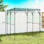 Garden Arch Trellis, 7.3 FT Tall Metal Plant Trellis Support with Climbing Net, Cucumber Trellis for Vegetables, Black - Image 3