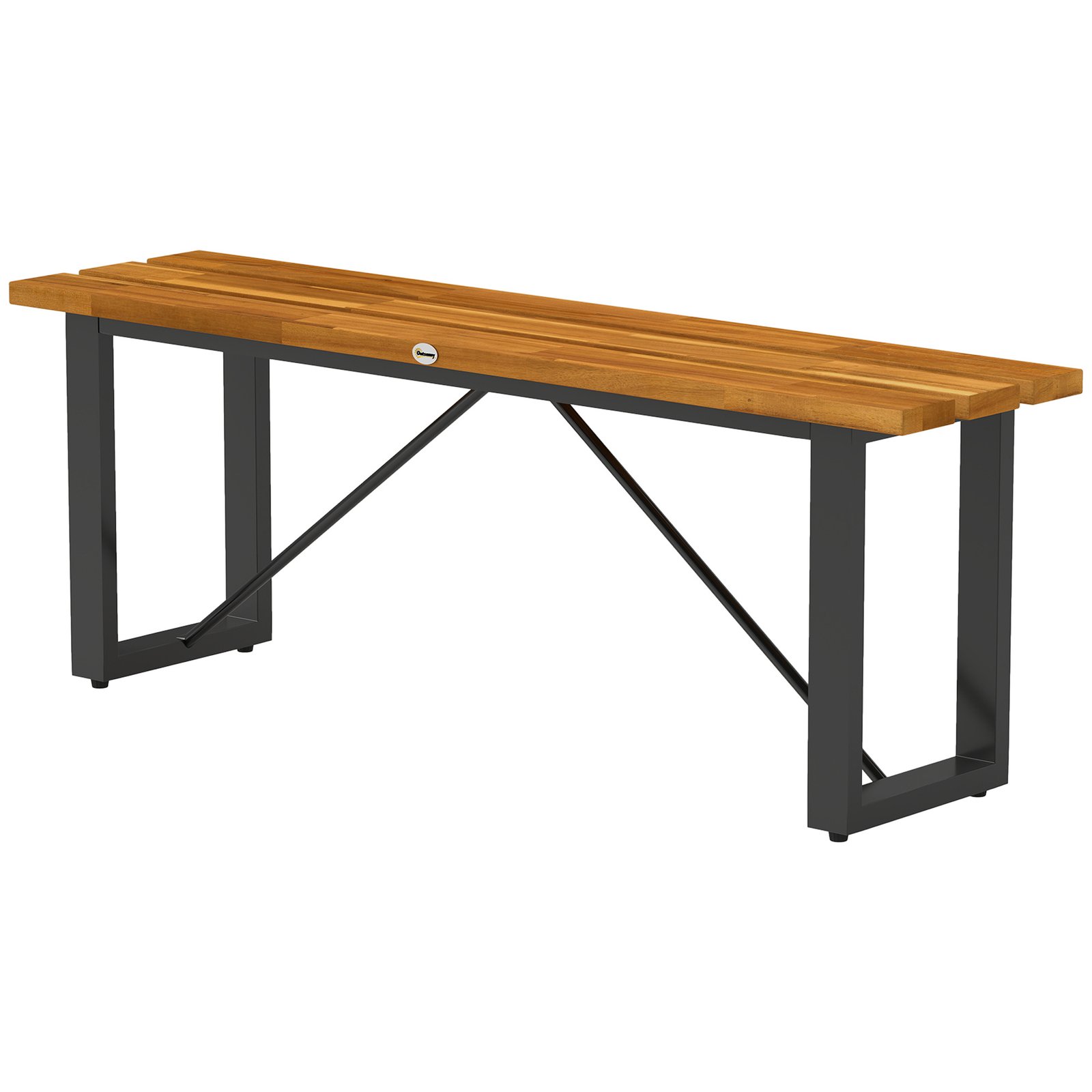 Gai6ea19610089c30.jpg Outdoor Bench, 2-Person Backless Garden Bench, Acacia Wood Patio Bench Loveseat with Slatted Seat for Porch, Park, Teak - Image 1