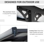 12' x 10' Outdoor Polycarbonate Pergola, Transparent UV Blocking Awning, Hardtop Deck Gazebo, Aluminum, Gray - Image 6