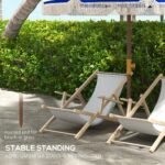 6.2' Beach Umbrella for Travel, Vent, Ruffles, Carry Bag, Portable Outdoor Umbrella for Garden, Blue Stripe - Image 6