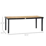 75" x 35" Outdoor Dining Table for 8 People, Rectangular Aluminum Frame Garden Table with All-Weather Faux Wood Top for Lawn, Patio, Natural - Image 3